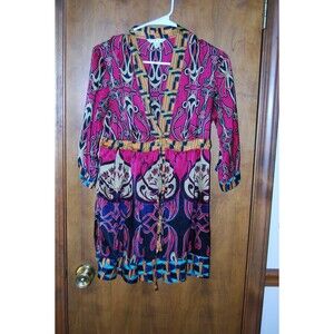 Cabi  Open Front Tie Tunic Top Womens Size S Silk Swim Coverup